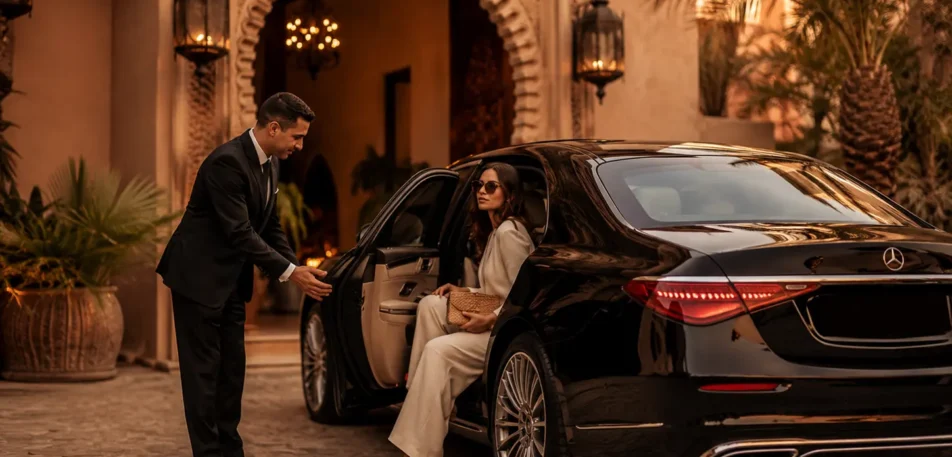 luxury-chauffeur-service-morocco-marrakech Luxury Chauffeur Service in Morocco outside a premium Marrakech riad