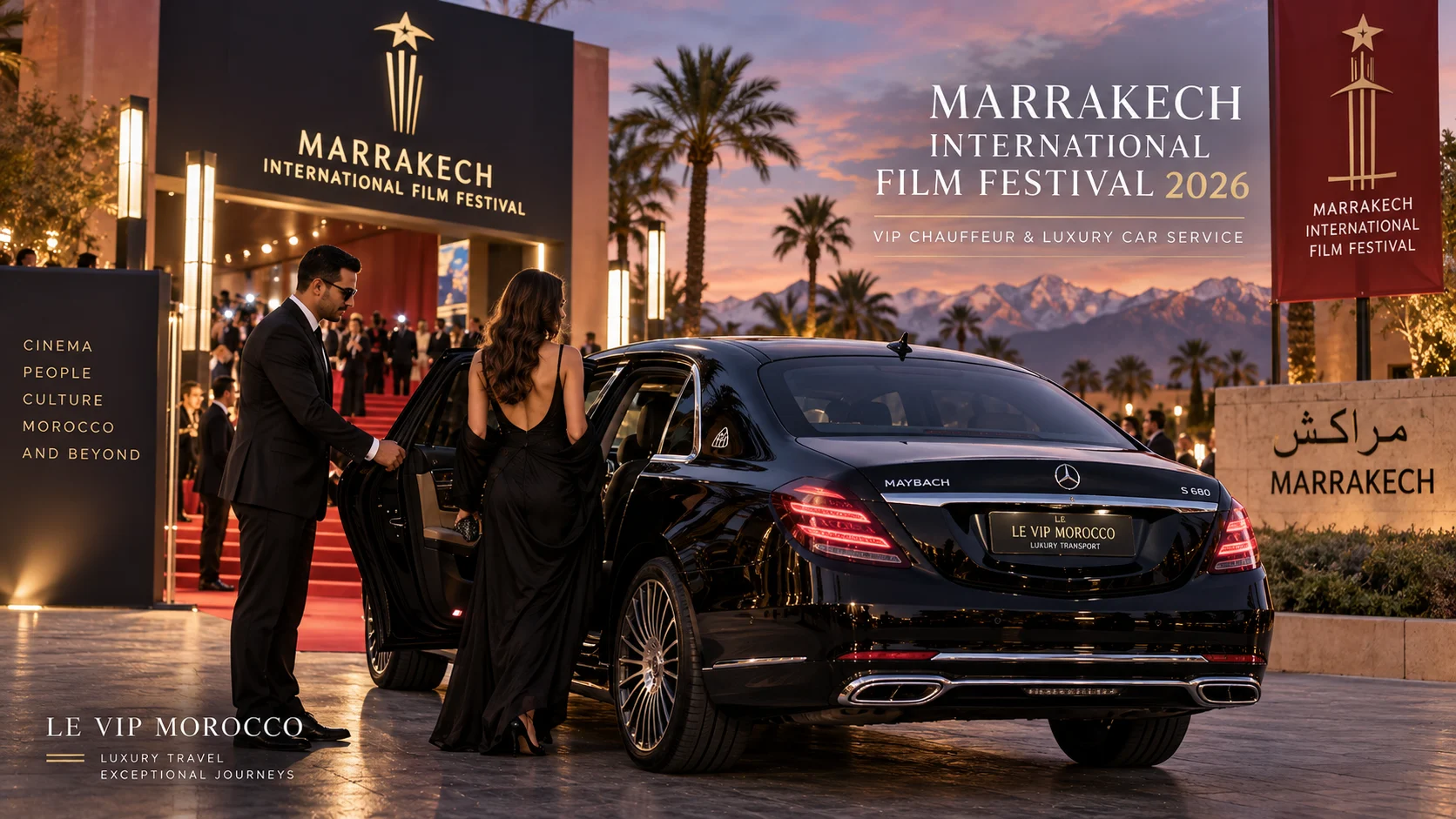 Maybach chauffeur service in Marrakech for VIP guests arriving at the Marrakech Film Festival 2026 VIP Chauffeur Guide